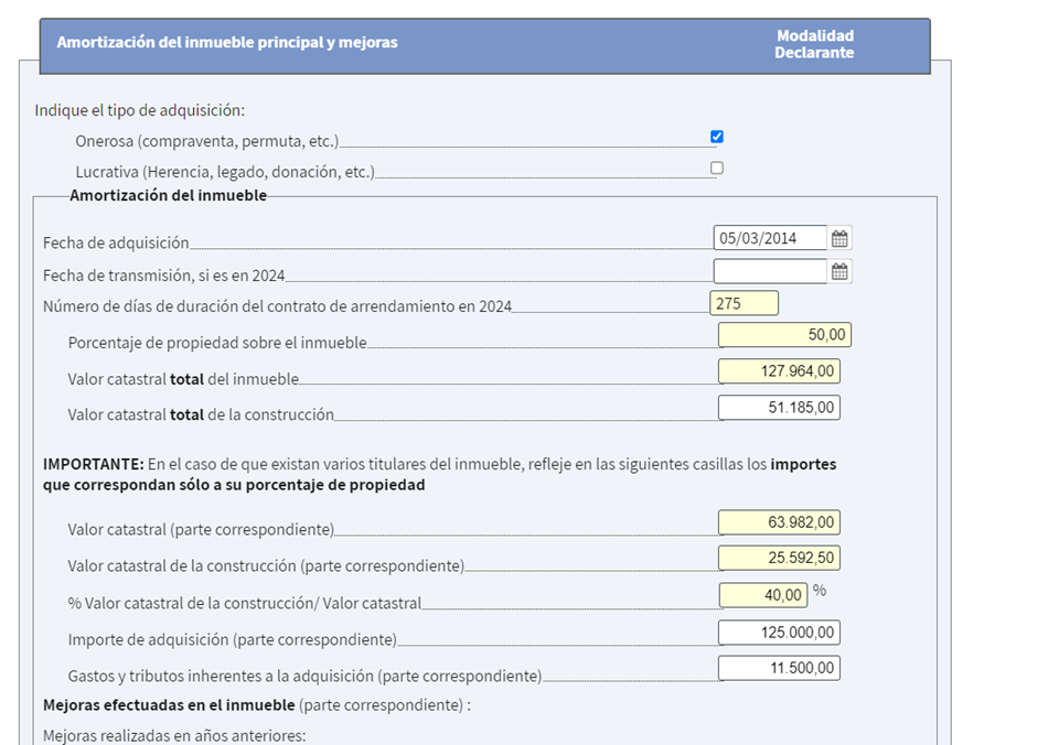 Declarar amortización 2024
